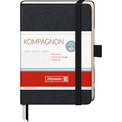 Afbeelding van Brunnen 105521805 notitieboek Kompagnon Classic (harde kaft, 9,5 x 12,8 cm, geruit, 192 pagina&#039;s) 1 stuk, zwart