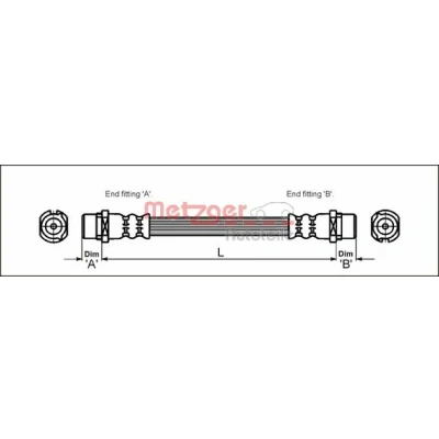 Afbeelding van METZGER 4112824 Remslang 197mm M10 x 1 OPEL: Corsa C Hatchback (X01) 1.0, 1.2, 1.7 DTI, DI, 1.3 CDTI, 1.2 Twinport 2000 2009