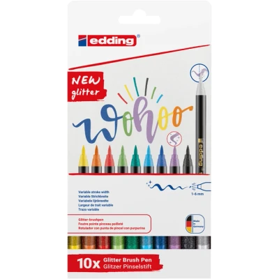 Afbeelding van Edding glitter brushpen e 1340, assorti, set van 10 stuks