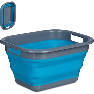 Afbeelding van Relaxdays wasmand opvouwbaar heupwasmand wasgoedmand 15 liter plastic handvatten