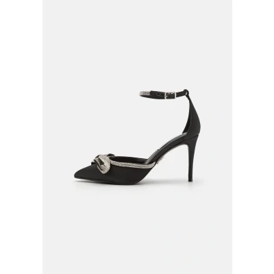 Afbeelding van Steve Madden dames Lumiere sandalette van satijn met strass in de kleur Donkerblauw, maat: 37