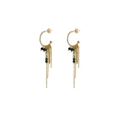 Afbeelding van HINTH, Multi Hoops, Groen, Handgemaakte Gouden Oorbellen
