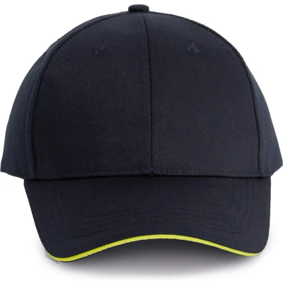 Afbeelding van WK. Designed To Work Contrasterende sandwichpet 6 panelen Oeko Tex WKP145 Navy / Fluorescent Yellow
