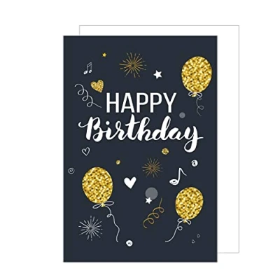 Afbeelding van Edition Seidel Premium XXL maxi verjaardagskaart met envelop formaat DIN A4. Wenskaart Billet Verjaardag Happy Birthday man vrouw ballonnen goud (A4 G2896)