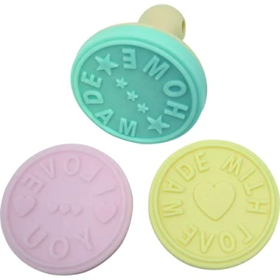 Afbeelding van Zenker 44812 3 stuks bakstempels, koekjesstempel, bakstempel, kunststof, siliconen, blauw, geel, roze, 6 x 7 cm
