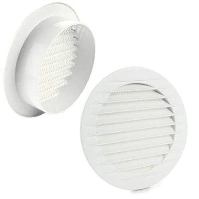 Afbeelding van MKK 17969 Ventilatierooster met insectengaas; wit, grijs, bruin, antraciet, rood (Ziegelrot); diameter: 60, 70, 80, 90, 100, 110, 120, 125, 150 en 160 mm; wit; 100 mm