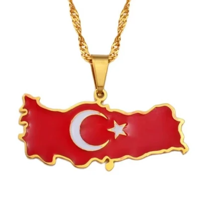 Afbeelding van Ketting Turkije Kaart Goudkleurig Vlag