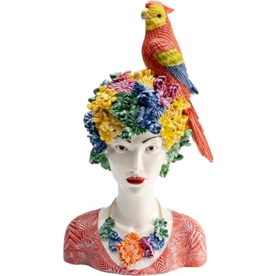 Afbeelding van Woonaccessoires vrouw bloemen papegaai 28cm Kare Design