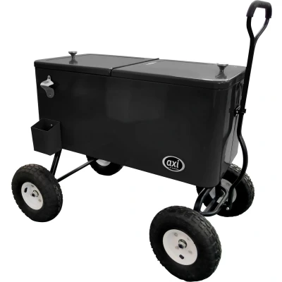 Afbeelding van AXI Bolderwagen Cooler in Zwart Bolderkar Koeler met wielen 76L inhoud Koelbox aftapkraan