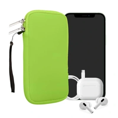 Afbeelding van kwmobile telefoontasje universeel geschikt voor XL 6,7/6,8&quot; smartphones 17,2 x 8,4 cm Hoesje met rits en polslusje In neon groen