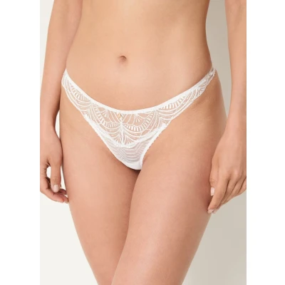 Afbeelding van Aubade dames Vibes tanga van mesh met borduring in de kleur Wit, maat: 42