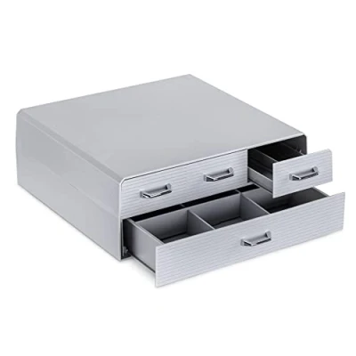 Afbeelding van Navaris capsulehouder met 4 lades Compatibel Nespresso en meer Houder voor koffiecups Organizer cups accessoires Cuphouder grijs