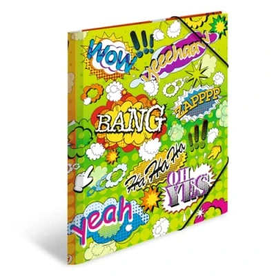 Afbeelding van HERMA 19375 verzamelmap DIN A4 ArtLine Comics, 3 delige set, stevige kunststof, opbergmap met bedrukte binnenkleppen en elastiek, documentenmap voor kinderen, jongens meisjes