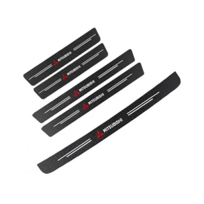 Afbeelding van 5 STKS Auto Instaplijsten Protector, voor Mitsubishi Eclipse Cross PHEV 2021 Zelfklevende Koolstofvezel Kick Platen Scuff Guard, Autodeur Stappen