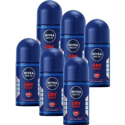 Afbeelding van 6x Nivea Men Deodorant Roller Dry Impact 50 ml