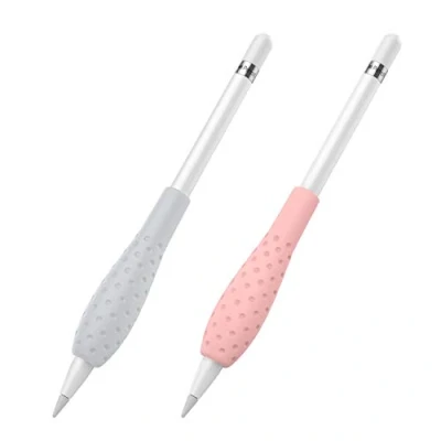 Afbeelding van MoKo [Set van 2] Siliconen handgreephouder Ergo beschermhoes, accessoires, compatibel met Apple Pencil 1e/2e generatie, grijs en roze
