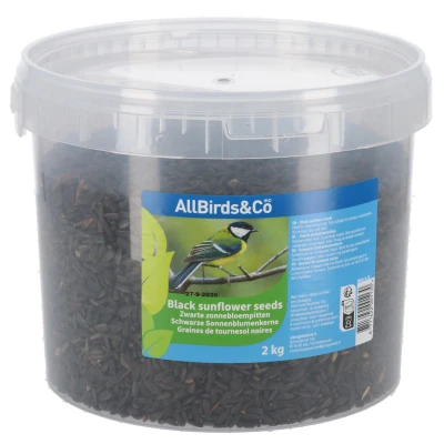 Afbeelding van Allbirds&amp;Co Zwarte Zonnebloempitten In Emmer Voer 2 kg