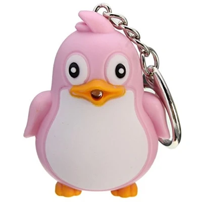 Afbeelding van ZHOUBA Leuke Dierlijke Pinguïn LED Licht Met Geluid Sleutelhanger Zaklamp Xmas Gift, roze, Eén maat, Ketting