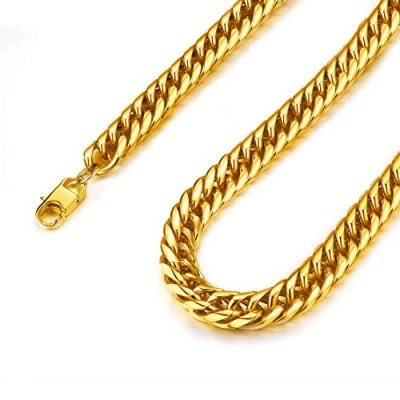 Afbeelding van FindChic Vergulde Cubaanse Ketting Heren, 3,5 Mm 30 &#039;&#039; (76 Cm) Herenketting Rapper Sieraden Voor Hypoallergeen Roestvrijstalen Hiphopketting, Stijlvolle Heren Gouden