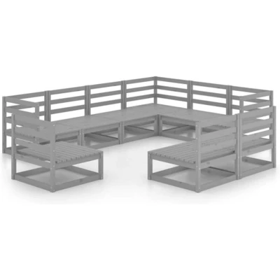 Afbeelding van vidaXL 9 delige Loungeset massief grenenhout grijs