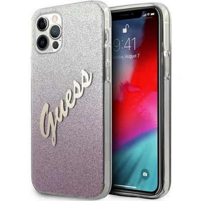 Afbeelding van Guess Gradient Vintage Glitter Back Case Geschikt voor Apple iPhone 12/12 Pro (6.1&quot;) Roze