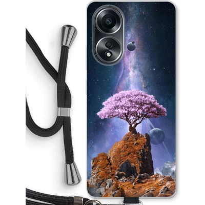 Afbeelding van Case Company® hoesje met Koord geschikt voor Oppo A58 4G Ambition Telefoonhoesje Zwart Bescherming aan alle Kanten en Over de Schermrand