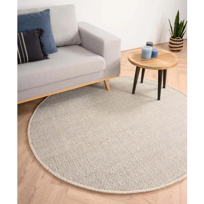 Afbeelding van Rond Wollen Vloerkleed Lett Wit 190 Cm