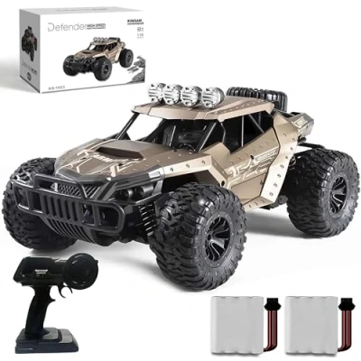 Afbeelding van Kinsam Op afstand bestuurbare speelgoedauto voor buiten, monstertruck, buggy auto, 1/16, radiogestuurd, 20 km/u, bruin, 30 minuten speeltijd, speelcadeau kinderen vanaf 8 jaar