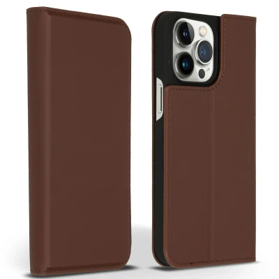 Afbeelding van Apple iPhone 14 Pro Max Hoesje Echt leder Accezz Bookcase Bruin Telefoonhoesje
