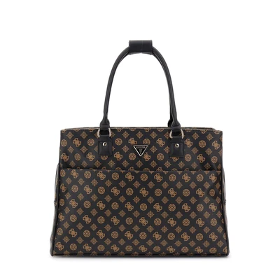 Afbeelding van GUESS Reistas Schoudertas met laptopvak Wilder Shopper Tote Brown Donkerbruin