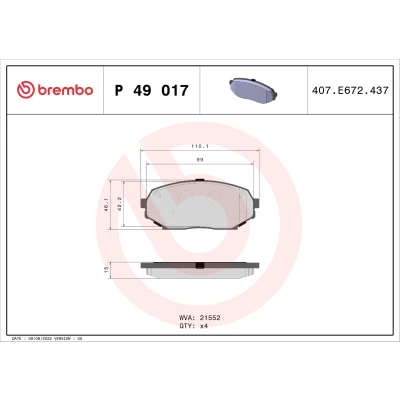Afbeelding van Brembo Remblokset P 49 017