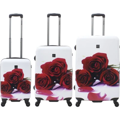 Afbeelding van Saxoline Kofferset 3 Delig Reiskoffer Set Harde Trolleyset Red Rose