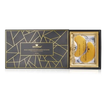 Afbeelding van Revitale 24k Gold Under EYE Patches Collageen Gel Masker, voedt, Verstevigt &amp; Hydrateert, gezwollen ogen donkere kringen, hyaluronzuur (goud, pakketten 30 paar (Pack van 1))