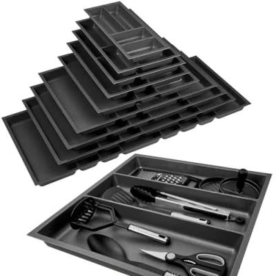Afbeelding van ORGA BOX 3 Multifunctioneel inzetstuk diepte: 473 x breedte: 491 mm antraciet met zegelstructuur voor 60 cm laden, bijv. in Nobilia keukens vanaf 08.2012.