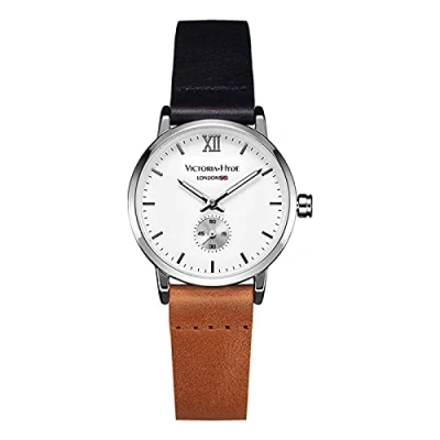 Afbeelding van VICTORIA HYDE Retro Elegante Kleine Wijzerplaat Quartz Horloges Voor Vrouwen Vervangbare Lederen Band Moederdag Geschenken, blauw bruin, riem