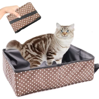 Afbeelding van opvouwbaar, drawbaar, kattentoilet, opvouwbaar kattentoilet voor irriteren, waterdicht, eenvoudig te reinigen, kattenbak huisdieren, outdoor, camping, thuisgebruik, koffie