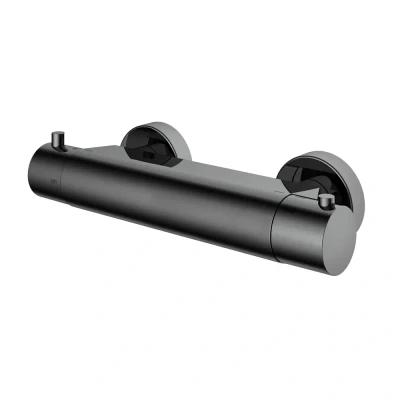 Afbeelding van HotBath Cobber Thermostatische Douchemengkraan met 1/2&quot; onderaansluiting Zwart chroom B008BK