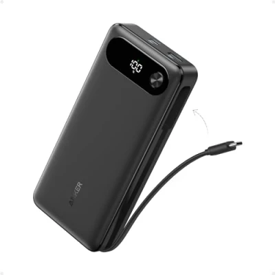 Afbeelding van NEW Anker Powerbank, 87 W Max snellaadaccu 20.000 mAh draagbare oplader met geïntegreerde USB C kabel, 2 en 1 A, voor MacBook, iPhone 15/14 serie, Samsung, Switch meer