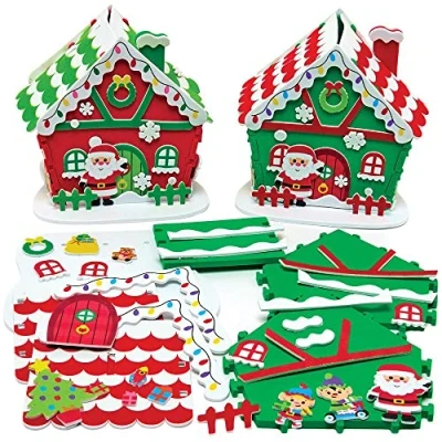 Afbeelding van Baker Ross FX281 Kerstman Workshop sets Set van 2, Kerst Decoratie Knutselsets voor Kinderen, schuim Kunst en Knutselen