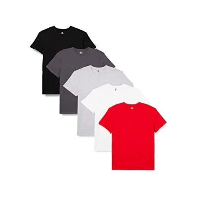 Afbeelding van Lower East Heren T shirt met ronde halsuitsnijding, Wit/zwart/grijs/forged iron/rood, set van 5, L