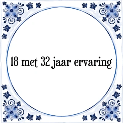 Afbeelding van 18 met 32 jaar ervaring Tegeltje + Spreuk
