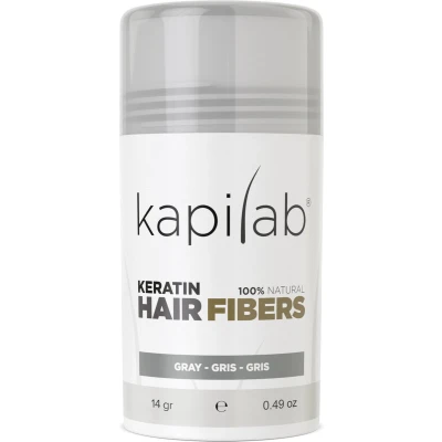 Afbeelding van Kapilab Hair Fibers Grijs Keratine haarvezels verbergen haaruitval Direct voller haar 100% natuurlijk 14 gram