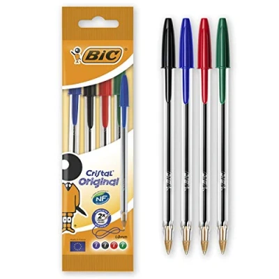 Afbeelding van BIC Balpen Cristal Original (lijndikte: 0,32 mm en kogeldiameter: 1,0 mm) zak à 4 stuks, gesorteerd