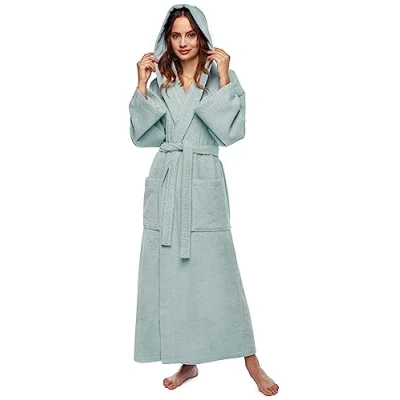 Afbeelding van Astra Damesbadjas met capuchon, 100% Katoenen, Dames Maat: M lang, Unisex S Mintgroen