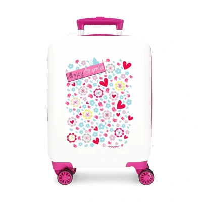 Afbeelding van Movem kinderkoffer ABS Enjoy trolley 55 cm twister wit roze