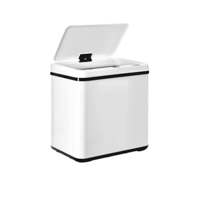 Afbeelding van WELL HOME Intelligente vuilnisemmer zonder poten met automatisch openen en handmatig contact, 30 l, 35,5 x 26 60 cm, wit