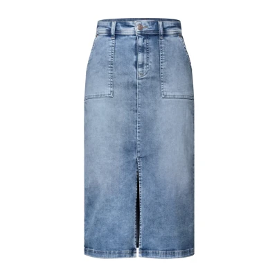 Afbeelding van Street One MIT Schlitz Jeansrok, Dames, Maat: 46, Blau