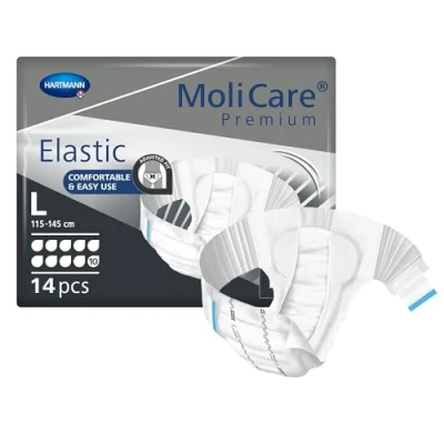 Afbeelding van MoliCare Premium Elastic Slip: bij zeer zware incontinentie voor vrouwen en mannen; 10 drops, mt. L, (115 145 cm heupomtrek), 4x14 stuks