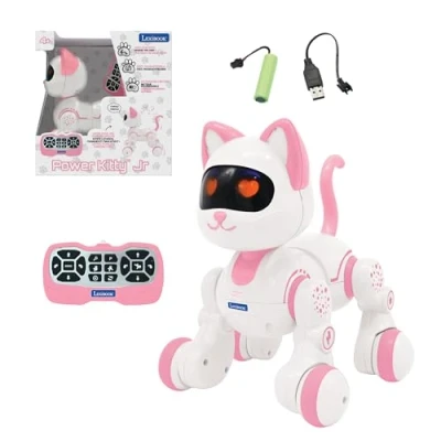 Afbeelding van Lexibook, Power Kitty Jr., Kat met afstandsbediening om te trainen, waggelt als een echte kat, Interactieve ogen, STEM programmeerbaar, Oplaadbare batterij, Roze/wit, KIT01