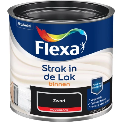 Afbeelding van flexa strak in de lak binnenlak hoogglans zwart 0.25 ltr